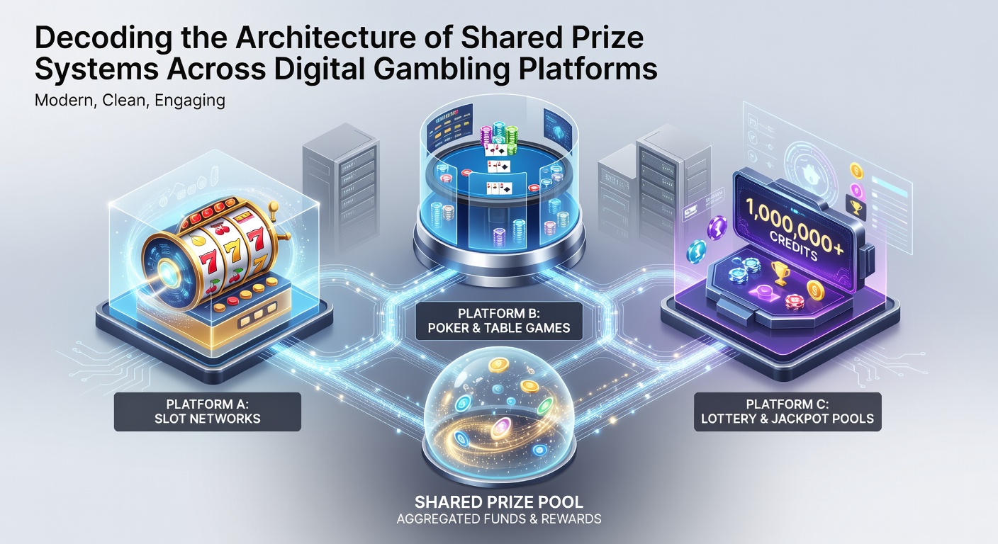 Darstellung der vernetzten Struktur gemeinsamer Jackpot-Systeme in digitalen Casinos mit Datenflüssen zwischen Servern und Geräten