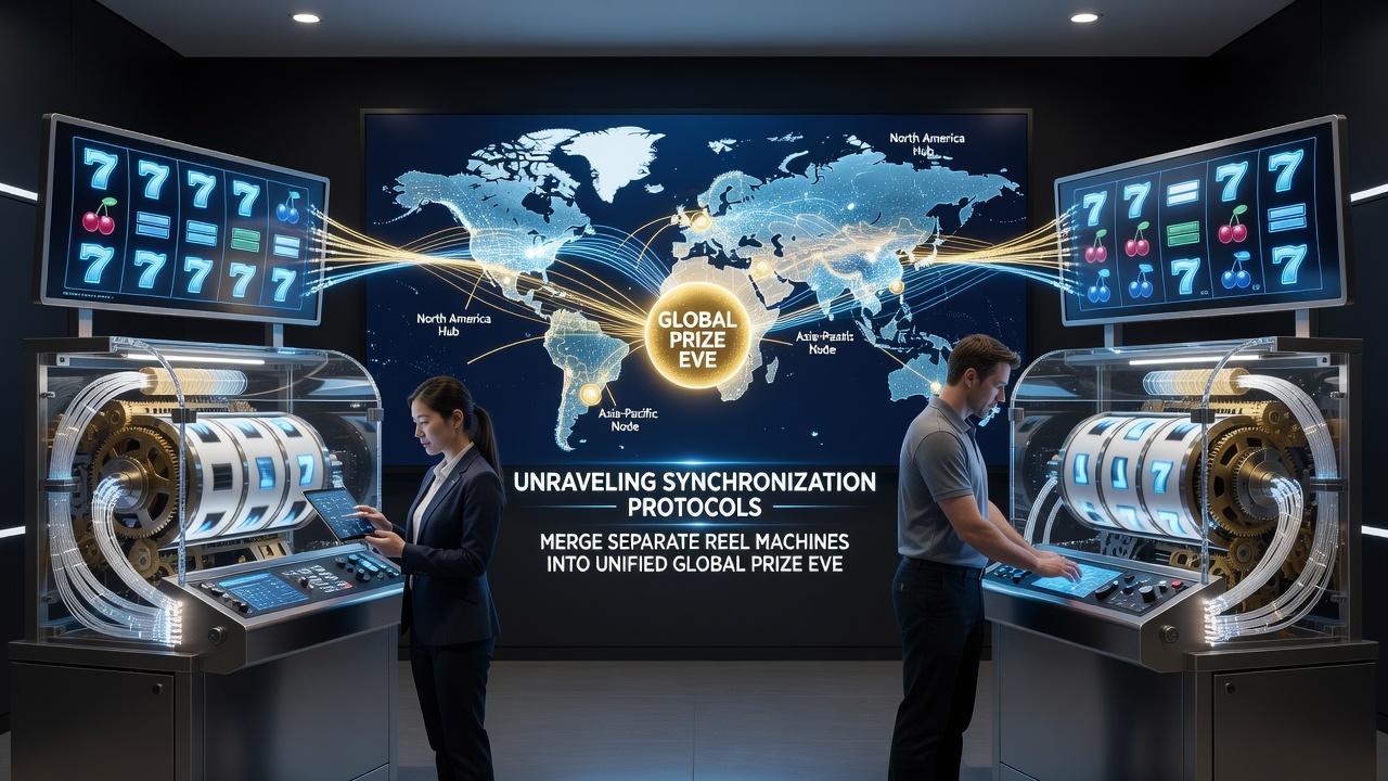 Netzwerkdiagramm globaler Synchronisation von Spielautomaten und Preispools